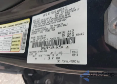 2014 Ford Fusion Se z USA, uszkodzony, nr VIN 3FA6P0H96ER107236